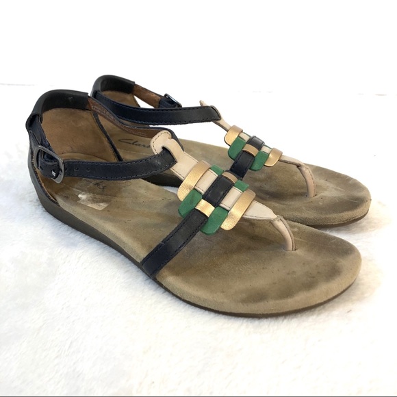 blue and cream clarks